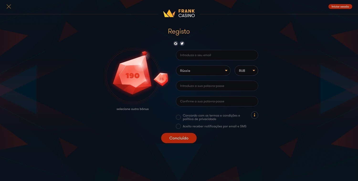 registo no casino Frank